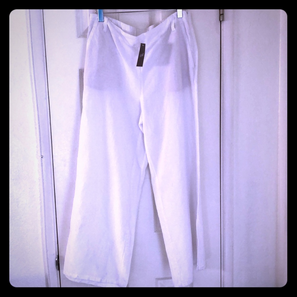 J.Jill wh cropped Lin&ray pant/ Size S w/pocketsS8